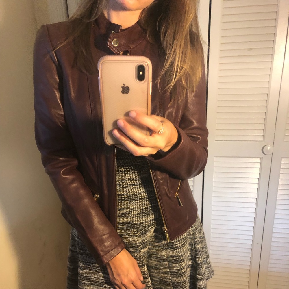 100% leather ox blood jacket